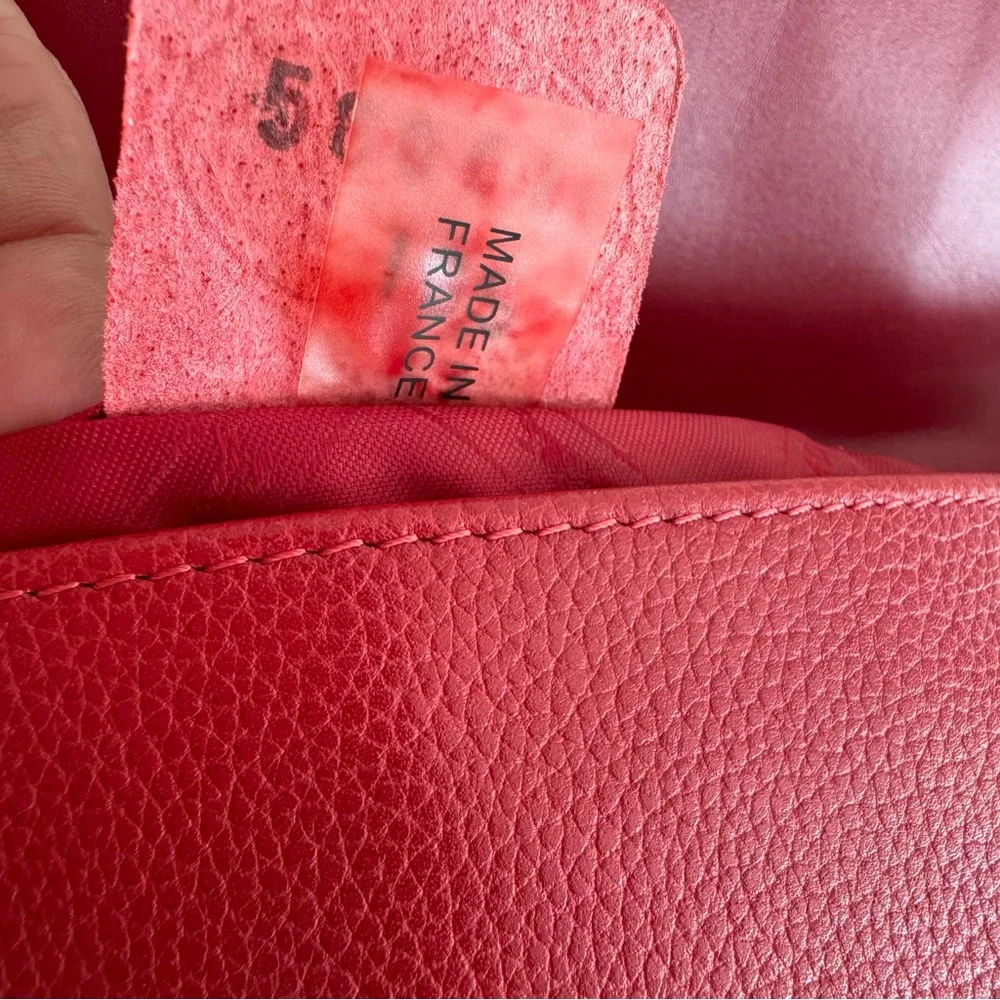 Longchamp Red Leather Flap Shoulder Bag Handbag